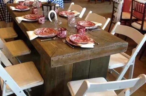 6' Barnwood Table, a rental table from the Celebrate Event Rentals catalog 6' Barnwood Table, a rental table from the Celebrate Event Rentals catalog
